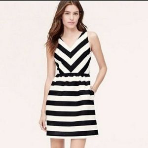 LOFT Chevron Black and White Stripe Mini Dress